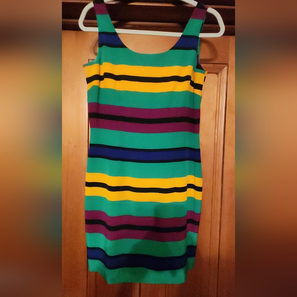 Tracy M Yellow and Green Mini Pencil Dress